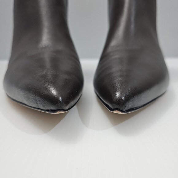 Vince Fitz Ankle Bootie Size 9.5 Truffle Brown Leather Pointed Toe Block Heel - Picture 7 of 14